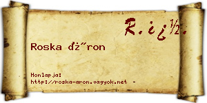 Roska Áron névjegykártya